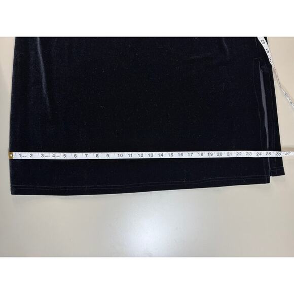 Vintage 90s Y2K Black Velvet Maxi XL Skirt Spooky Halloween Witchy WhimsyGoth - Picture 9 of 9